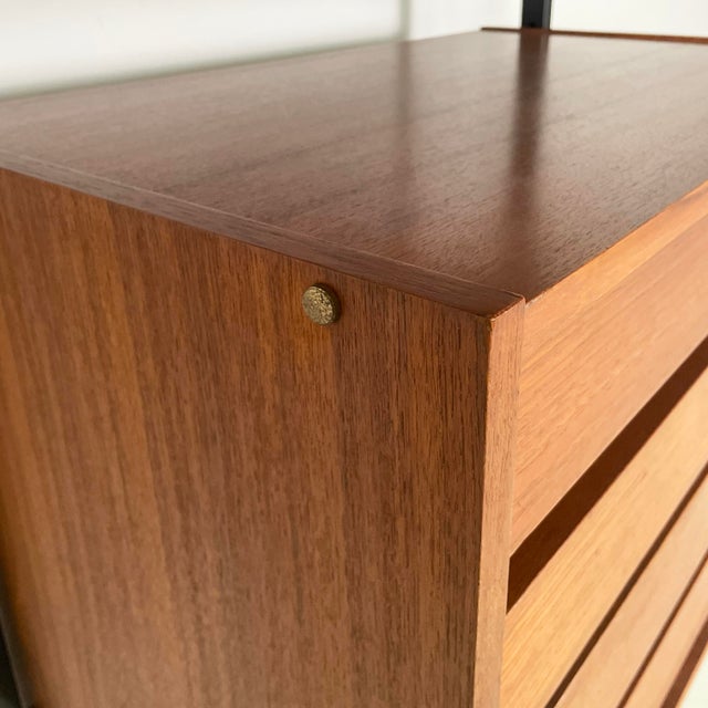 Italian Floor to Ceiling Bookcase in Wood, Black Metal and Brass, 1960s For Sale - Image 6 of 18