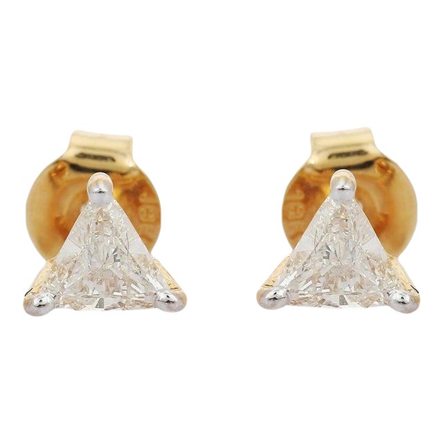 Triangle Shape Dainty Diamond Stud Earrings - 2 Pieces For Sale