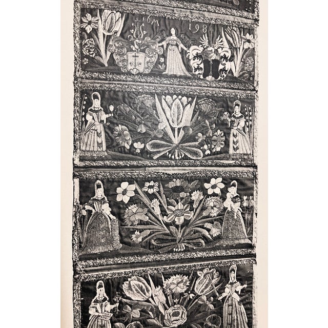 Figurative Antique Tapestry Women and Floral Print For Sale - Image 3 of 4