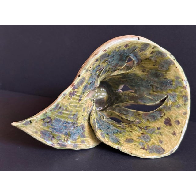 1980s Support an Artist! Hand Made Monstera Leaf Ceramic Vase Artist Signed For Sale - Image 5 of 7