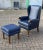 Set of Blue Leather Armchair & Foot Stool For Sale - Image 3 of 11
