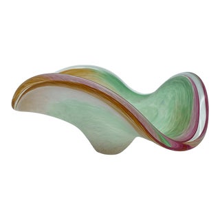 1960s Pastel Triangle Murano Centerpiece Bowl For Sale