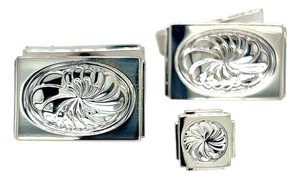 1990s Pair of Georg Jensen Estate Mens Cufflinks Set with Tie Pin Without Back of Tie Pin
