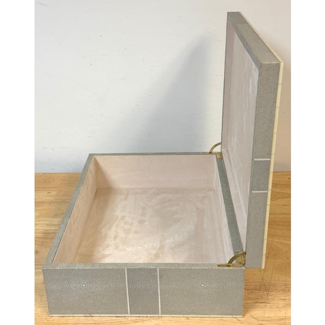 Monumental Geometric Faux Shagreen and Ivory Decorative Box For Sale - Image 15 of 16