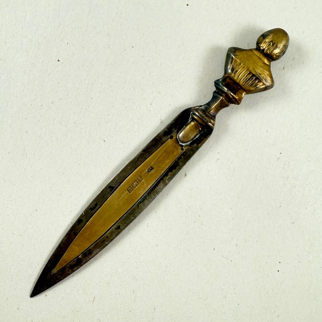 Brass Birmingham English Brass Shakespeare Letter Knife-Bookmark, Dated 1902 For Sale - Image 8 of 10