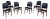 1960s Set of 6 Refinished Danish Modern Teak & Black Vinyl Dining Chairs- Set of 6 For Sale