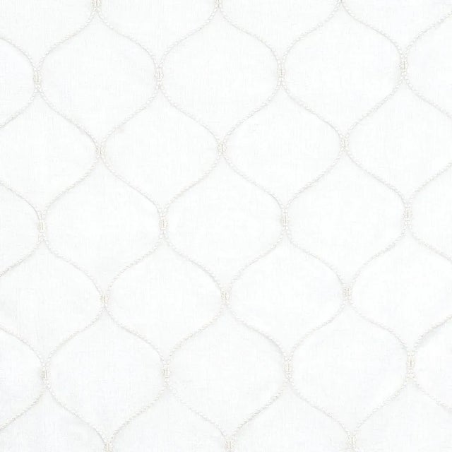 Sample - Schumacher Celena Sheer Embroidery Fabric in Pearl For Sale