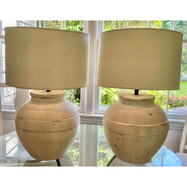 Pair Pottery Barn Faris Ceramic Table Lamps Chairish