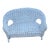 Vintage Shabby Chic White Wicker Doll Settee - Miniature Boho Loveseat For Sale