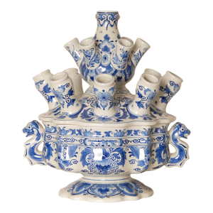Royal Delft Tulip Vase Tulpiere Blue and White Earthenware Spouted Vase Dragon Handles