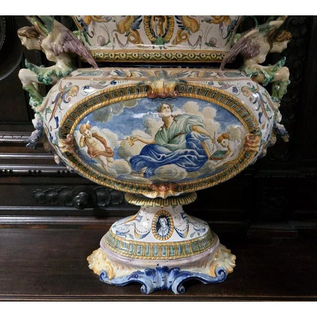 Blue Large Centerpiece in Glazed Ceramic For Sale - Image 8 of 9