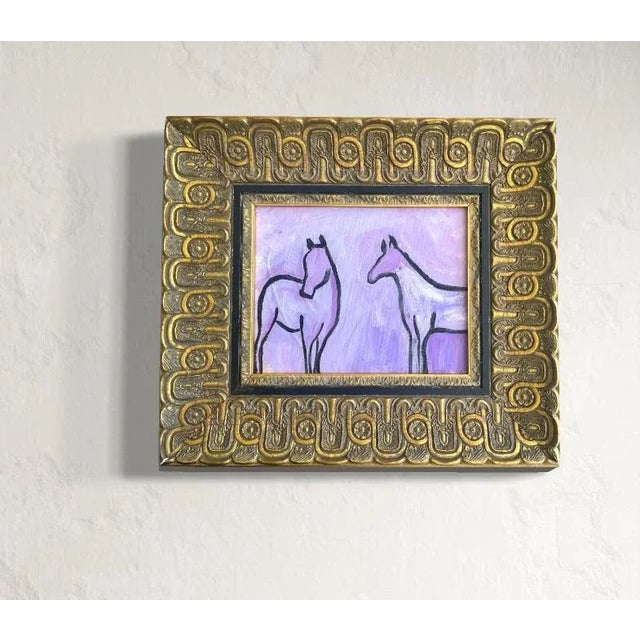 Framed in a custom hand-crafted ornate gold frame with distinctive carved detail, Violet & Vincent is an original oil...