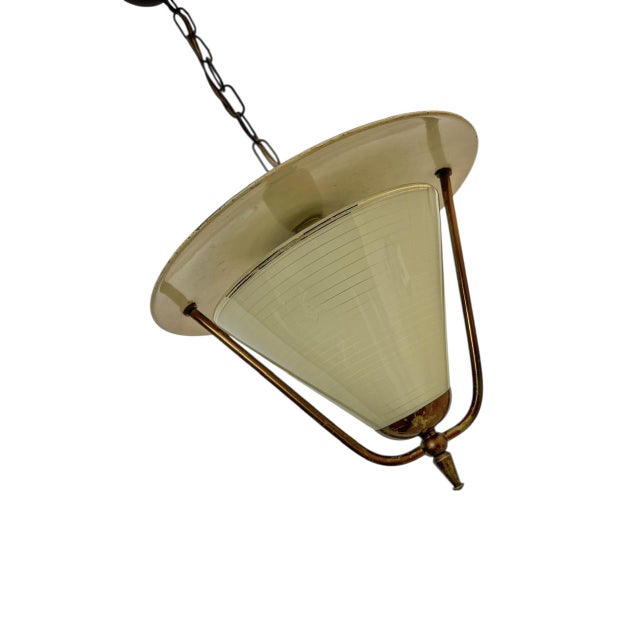 1950s Vintage Lantern Pendant Lamp in Conical Glass, 1950s For Sale - Image 5 of 9