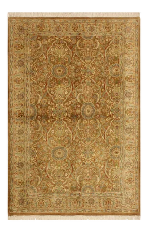 1980s Semi Vintage Heritage Lt. Brown/Lt. Tan Wool Rug - 4'2 X 6'2
