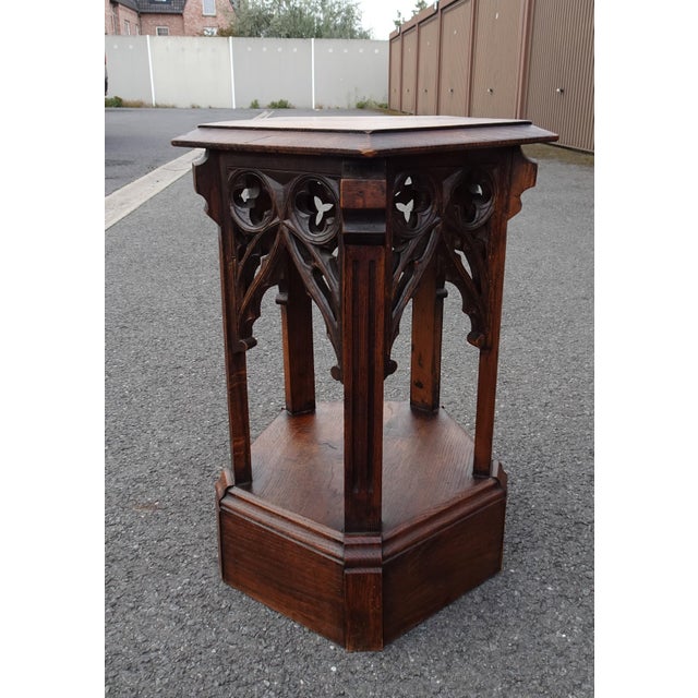 Antique Oak Gothic Pedestal, 1890s For Sale - Image 14 of 18