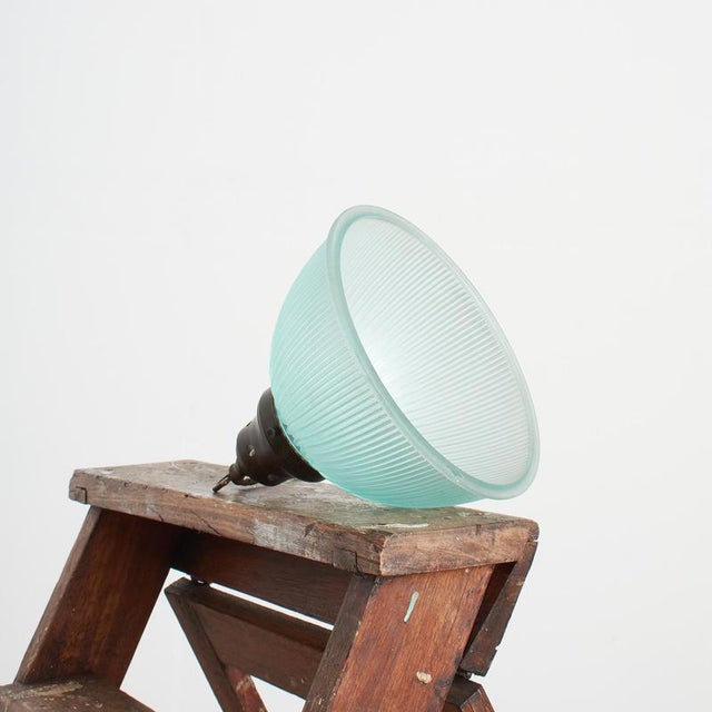Antique Light Blue Tint Pendant from Holophane, 1930s For Sale - Image 4 of 9