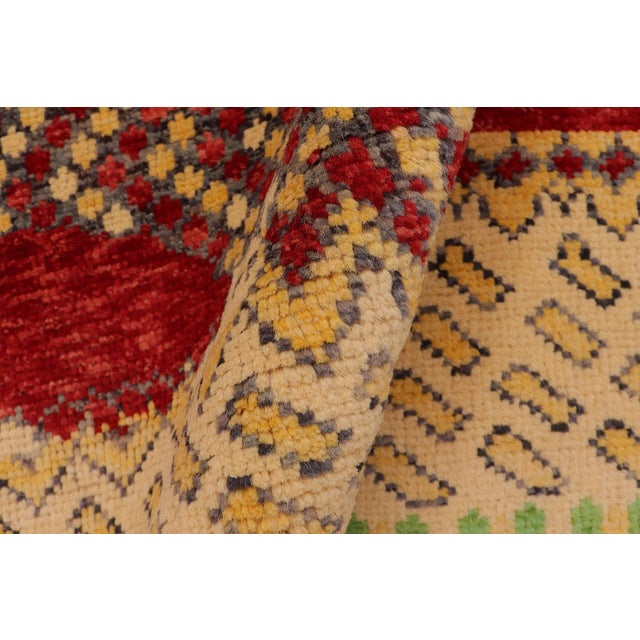 Red Contemporary Balochi Red/Gray Wool Rug - 3'2''x4'10'' For Sale - Image 8 of 11
