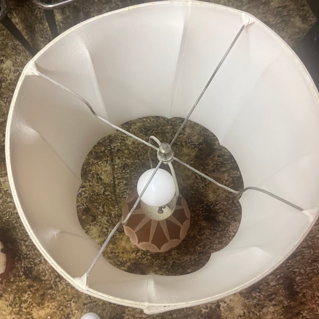 1960s Mid-Century Modern Ceramic Teardrop Cage Lamps on Walnut Bases - a Pair For Sale - Image 10 of 10