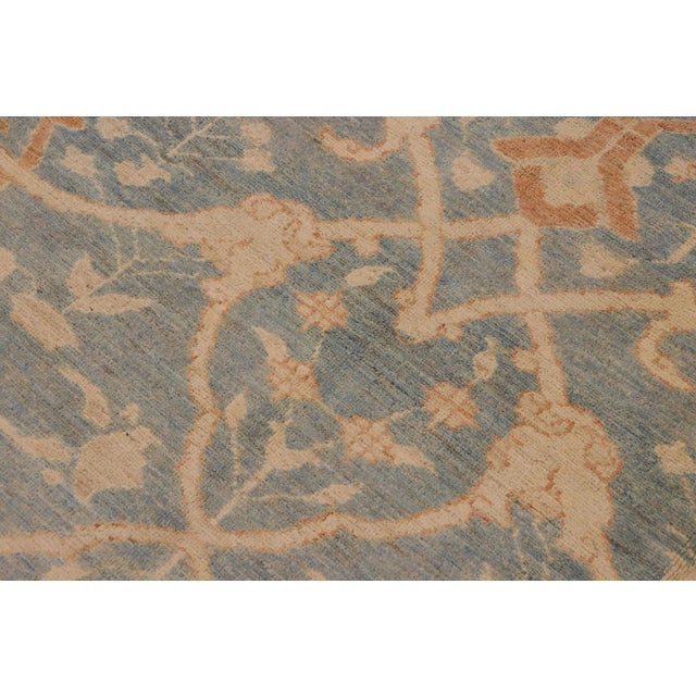 1980s 1980s 1980s Shabby Chic Sun Faded Blue/Brown Hand Knotted Wool Rug - 8'11" X 12'0" For Sale - Image 5 of 9