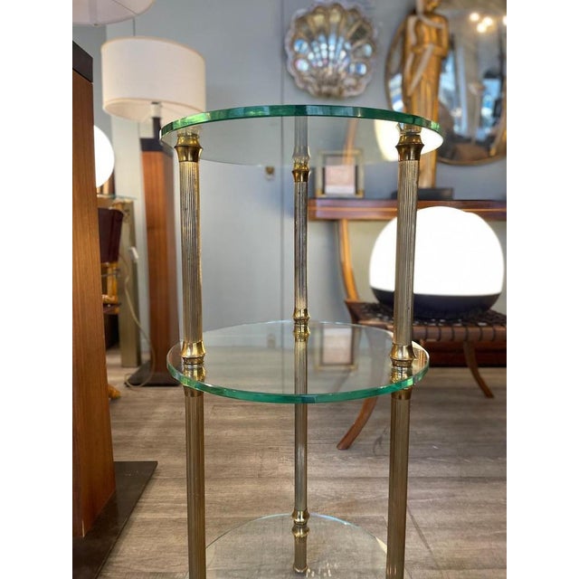 Glass and Brass Side Table, 1950s For Sale - Image 10 of 13