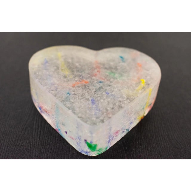 Vintage Confetti Heart of Glass Paper Weight For Sale In Minneapolis - Image 6 of 9