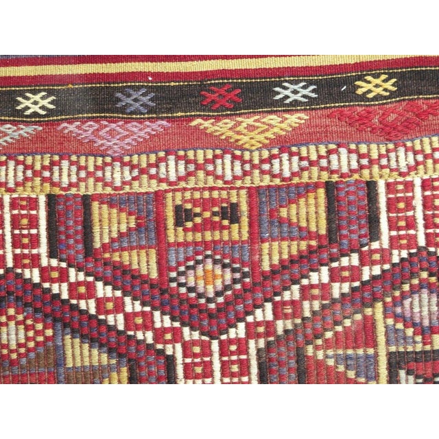 1960s Vintage Embroidered Kilim Rug -60"x97" For Sale - Image 10 of 13