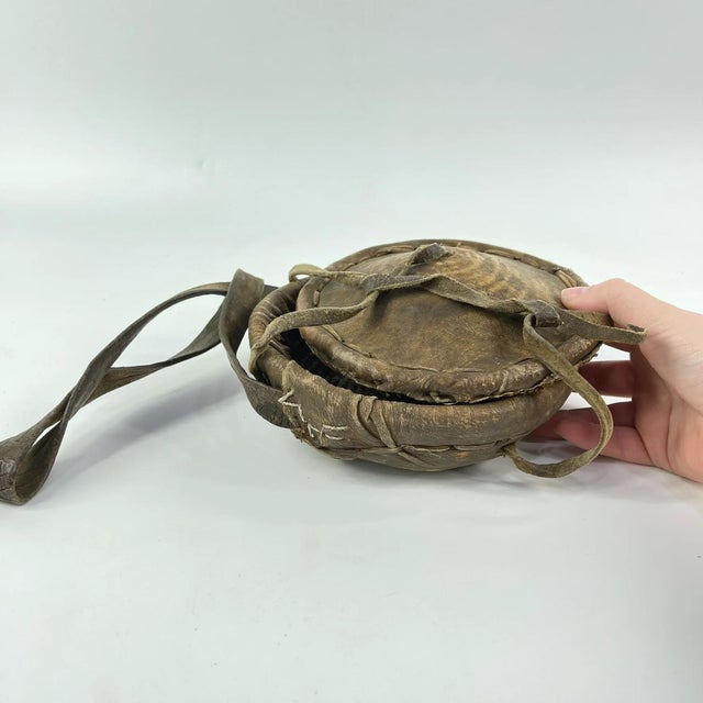 Early 20th Century Early 20th Century Small Mesob Lidded Leather Wrapped Lunch Basket Ethiopia For Sale - Image 5 of 8