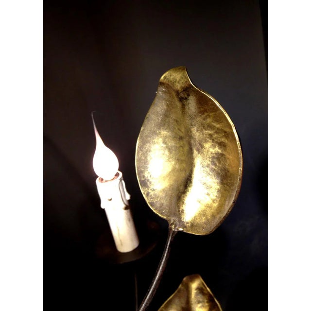 2000 - 2009 Modern French Iron Leaves Chandelier For Sale - Image 5 of 6