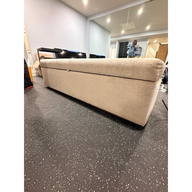 Contemporary Champagne Velvet Crocodile Storage Bench For Sale - Image 3 of 9