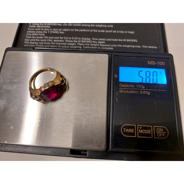 Amtique 18kt Gold Ring with Garnet and Precious Stones, 1890s For Sale - Image 17 of 18