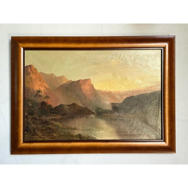Rustic Vintage Boho Original Oil Landscape on Canvas For Sale - Image 3 of 7