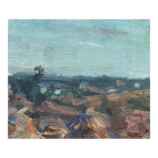 Vintage Ukrainian Impressionist Oil Painting, Rural Landscape, 1960s 18-22 For Sale