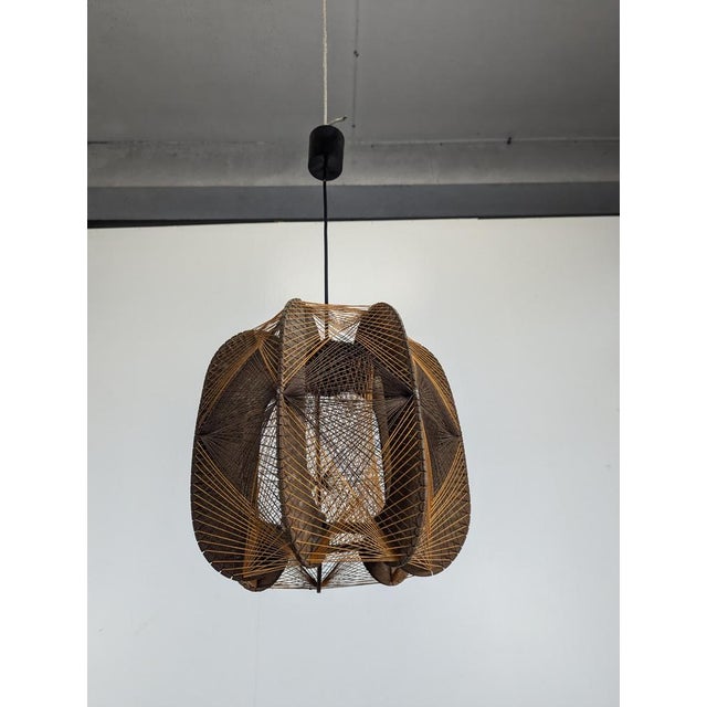 Scandinavian Woven Pendant Light, 1980s For Sale - Image 4 of 6