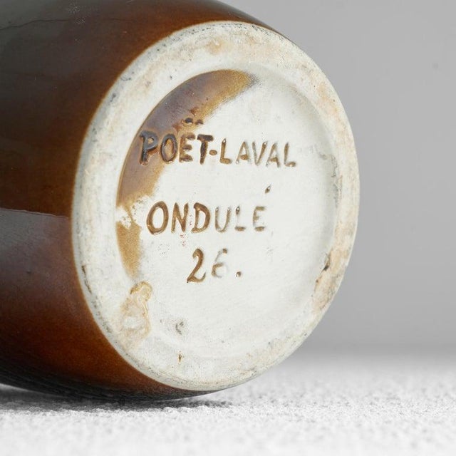 Blue Glazed Pottery Vase from Poët-Laval Ondulé, 1960s For Sale - Image 8 of 9
