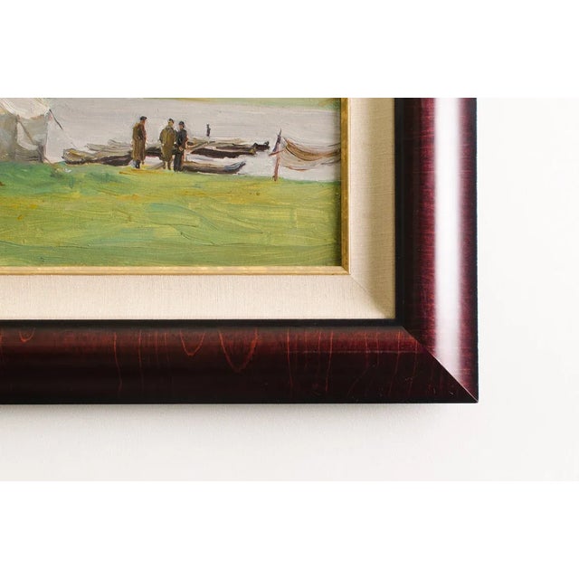 Vintage 1959 Original Signed & Framed Oil Landscape Painting of Uniformed Soldiers Natalya Aleksandrovna Gippus For Sale In Los Angeles - Image 6 of 11