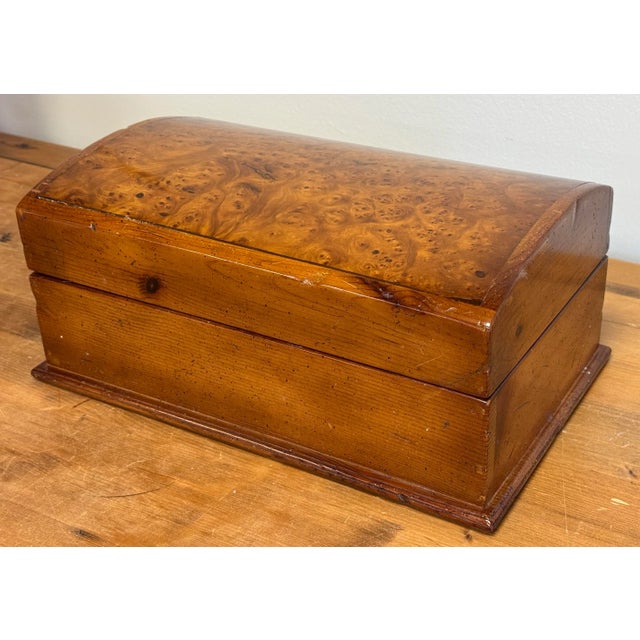 Oversize Vintage Domed Lid Burled Wood Box For Sale In Kansas City - Image 6 of 13