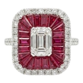 18k Gold Ruby 1.83ct and Diamond 0.62ct Cocktail Ring, New Design For Sale