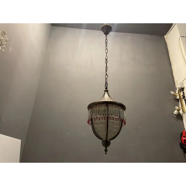 Vintage Crystal Beaded Light Pendant, 1950s For Sale - Image 9 of 12