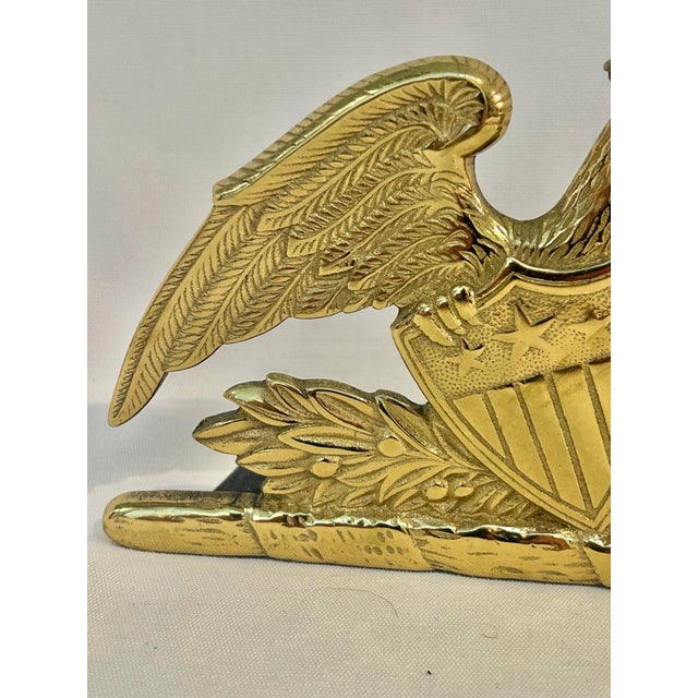 Mid 20th Century Vintage Virginia Metalcrafters Federal Eagle Solid Brass Bookends – A Pair For Sale - Image 5 of 12