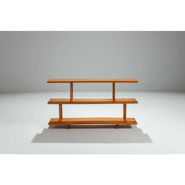 Wood Mid-Century Modern Three Tier Wooden Shelving Unit, 1970s For Sale - Image 7 of 13