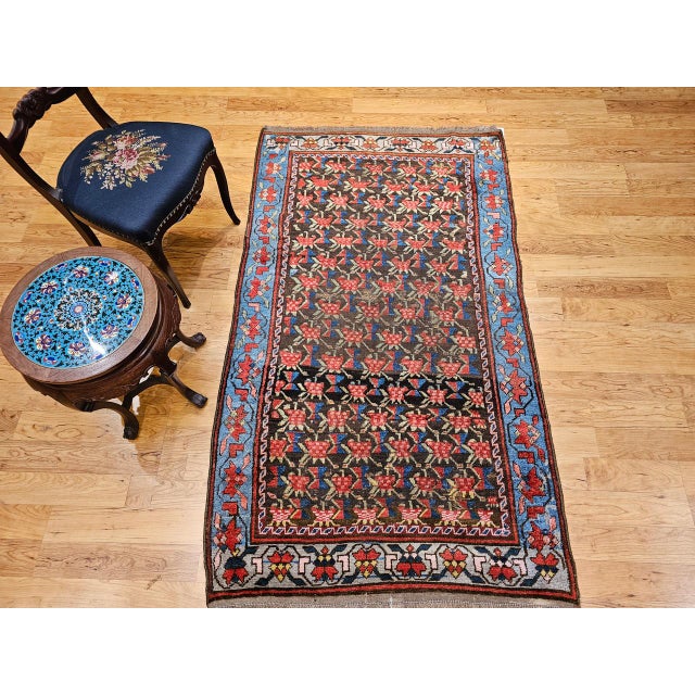 Textile Vintage Karabagh Area Rug, Wool Pile, Handwoven Floral Design, Caucasus, 1900s, 4' x 7' For Sale - Image 7 of 15