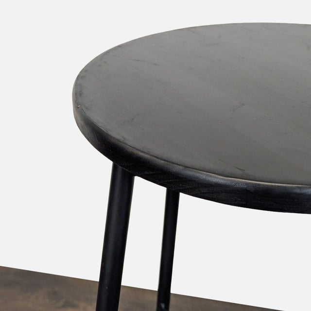 Wood Modern Black Metal & Wood Round Stool – Minimalist Design For Sale - Image 7 of 9
