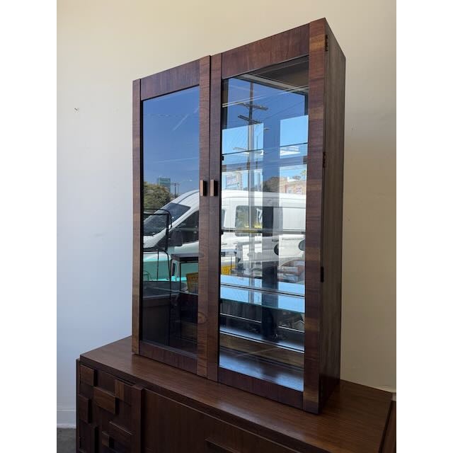 Wood Vintage Brutalist Display Hutch by Lane Furniture For Sale - Image 7 of 9