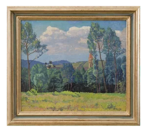 Max Kahrer, Landscape Stift Klosterneuburg, 1919, Oil Painting, Framed