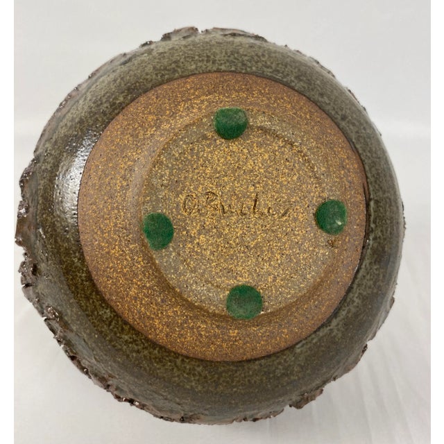 Mid 20th Century Mid-Century Modern Ceramic Vase Art Brut Style, Signed For Sale - Image 5 of 5