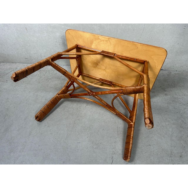 Wood Vintage Rattan Table, 1970s For Sale - Image 7 of 8