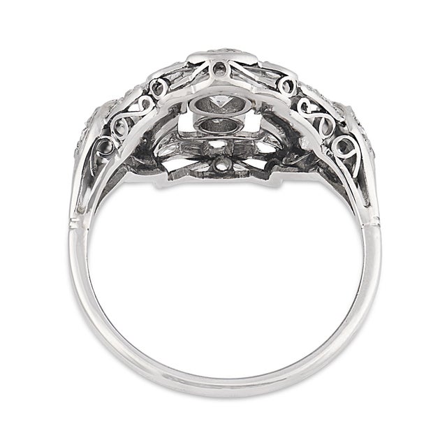 1930s Art Deco Diamond Platinum Ring, Size 8.5 For Sale In Los Angeles - Image 6 of 6