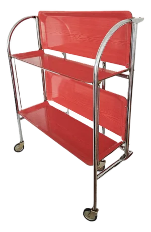 Vintage German Serving Trolley Dinett in Red: MCM Bar Cart 60s Home Decor