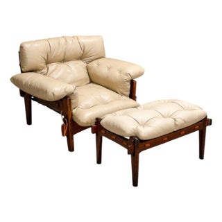 “Moleca” Lounge Chair with Ottoman in Rosewood & Leather, Sergio Rodrigues, 1963, Brazil - Lot 214-346 For Sale