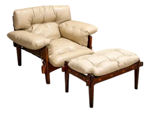 “Moleca” Lounge Chair with Ottoman in Rosewood & Leather, Sergio Rodrigues, 1963, Brazil - Lot 214-346